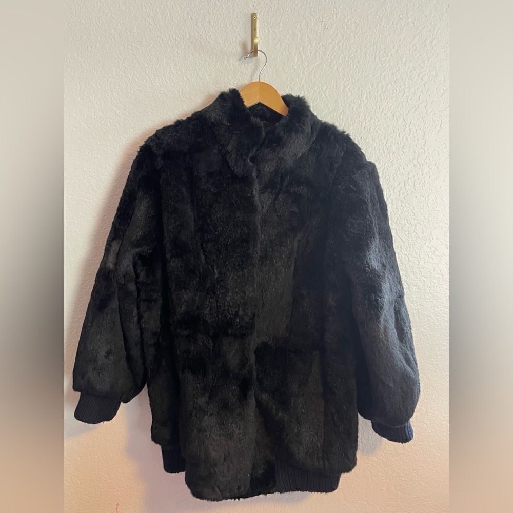 Scandinavian Fur Company black fur coat real Rabbit fur coat. Medium - Picture 10 of 14